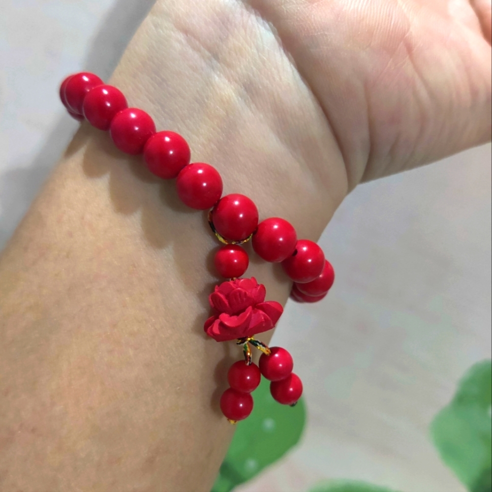 Cinnabar bracelet lotus flower